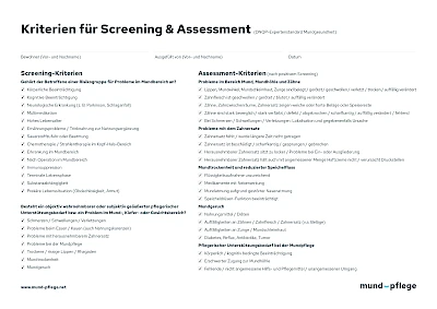 Einschätzung Screening & Assessment Formular