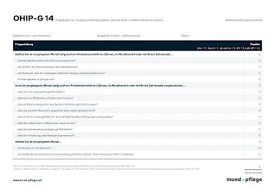 Einschätzung OHIP-G 14 Formular