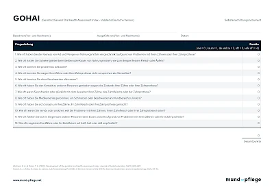 Einschätzung GOHAI Formular