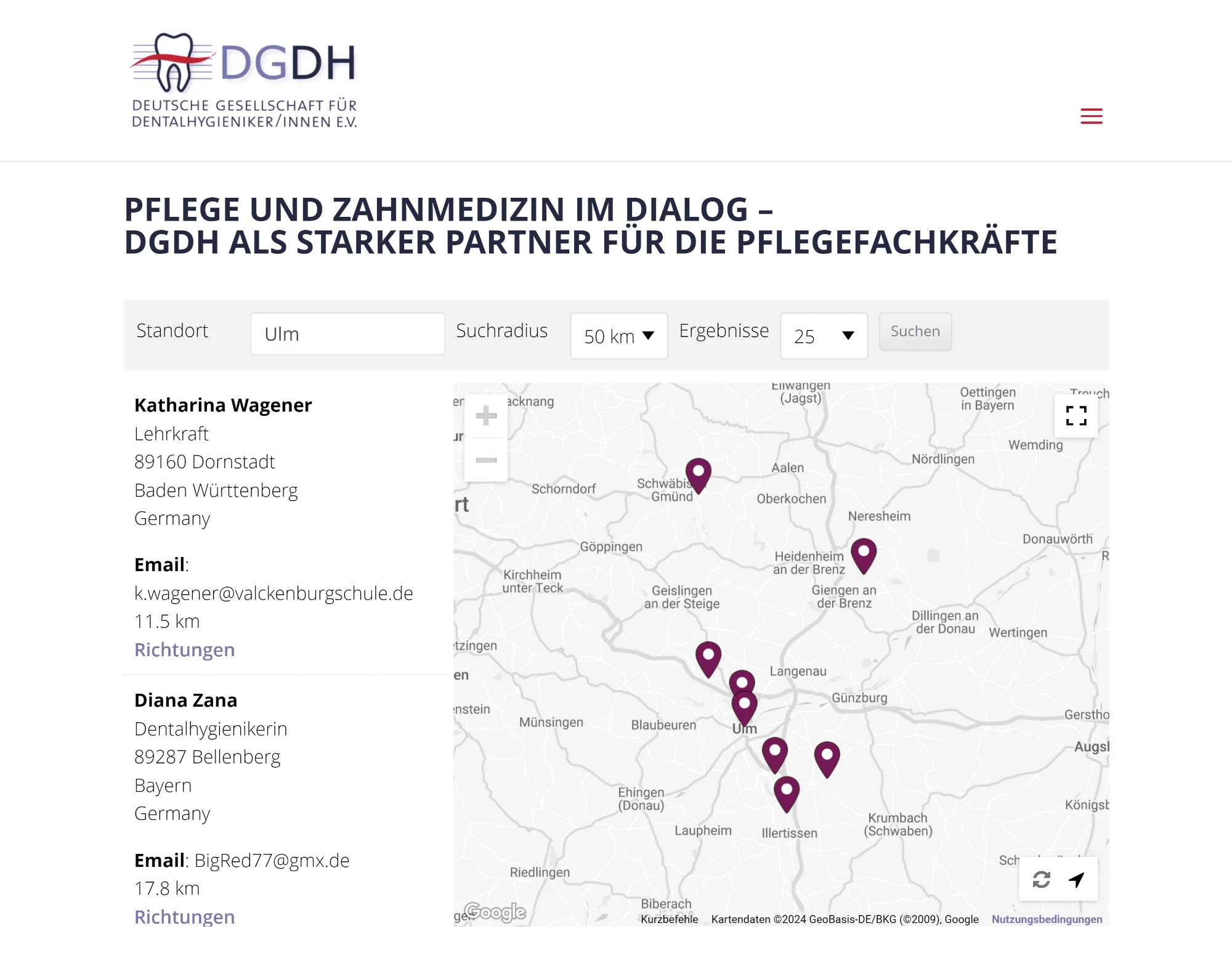 Kontaktliste der Workshop-Teilnehmer