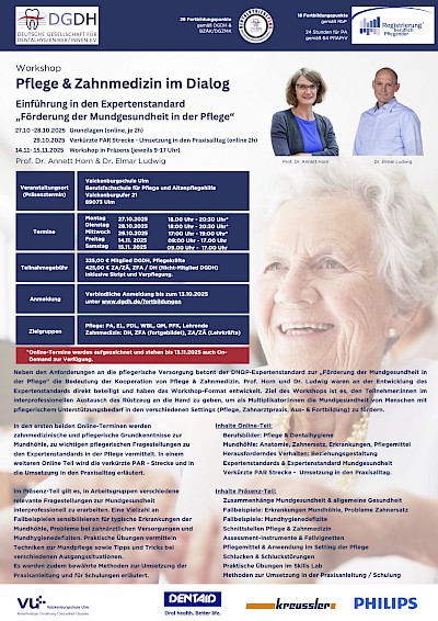 6. Workshop "Pflege & Zahnmedizin im Dialog" Veranstaltungsflyer
