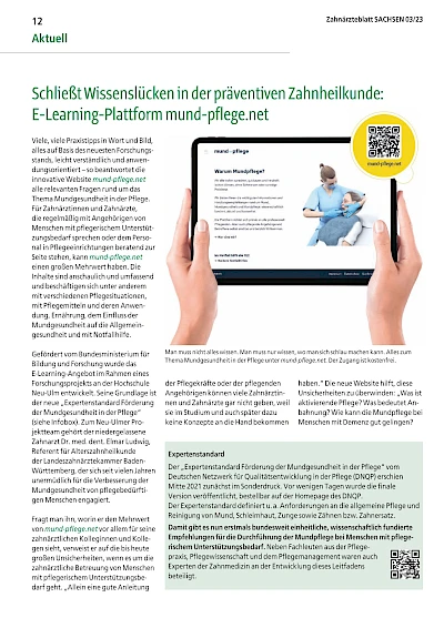 Öffentlichkeitsarbeit Schließt Wissenslücken in der präventiven Zahnheilkunde: E-Learning-Plattform mund-pflege.net
