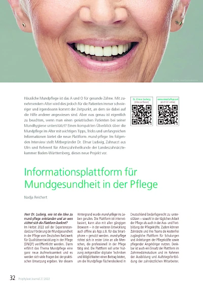 Öffentlichkeitsarbeit Informationsplattform für Mundgesundheit in der Pflege