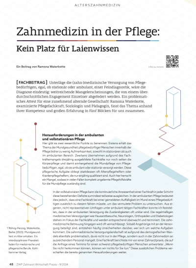 Öffentlichkeitsarbeit Zahnmedizin in der Pflege: Kein Platz für Laienwissen