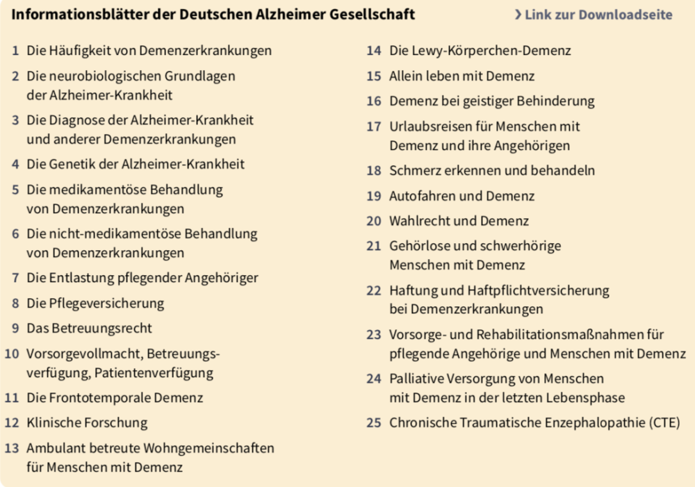 Demenz Literaturtipp Deutsche Alzheimer Gesellschaft e.V.