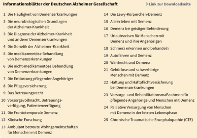 Demenz Literaturtipp Deutsche Alzheimer Gesellschaft e. V.